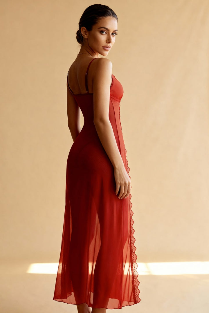 Abby Long Babydoll Red