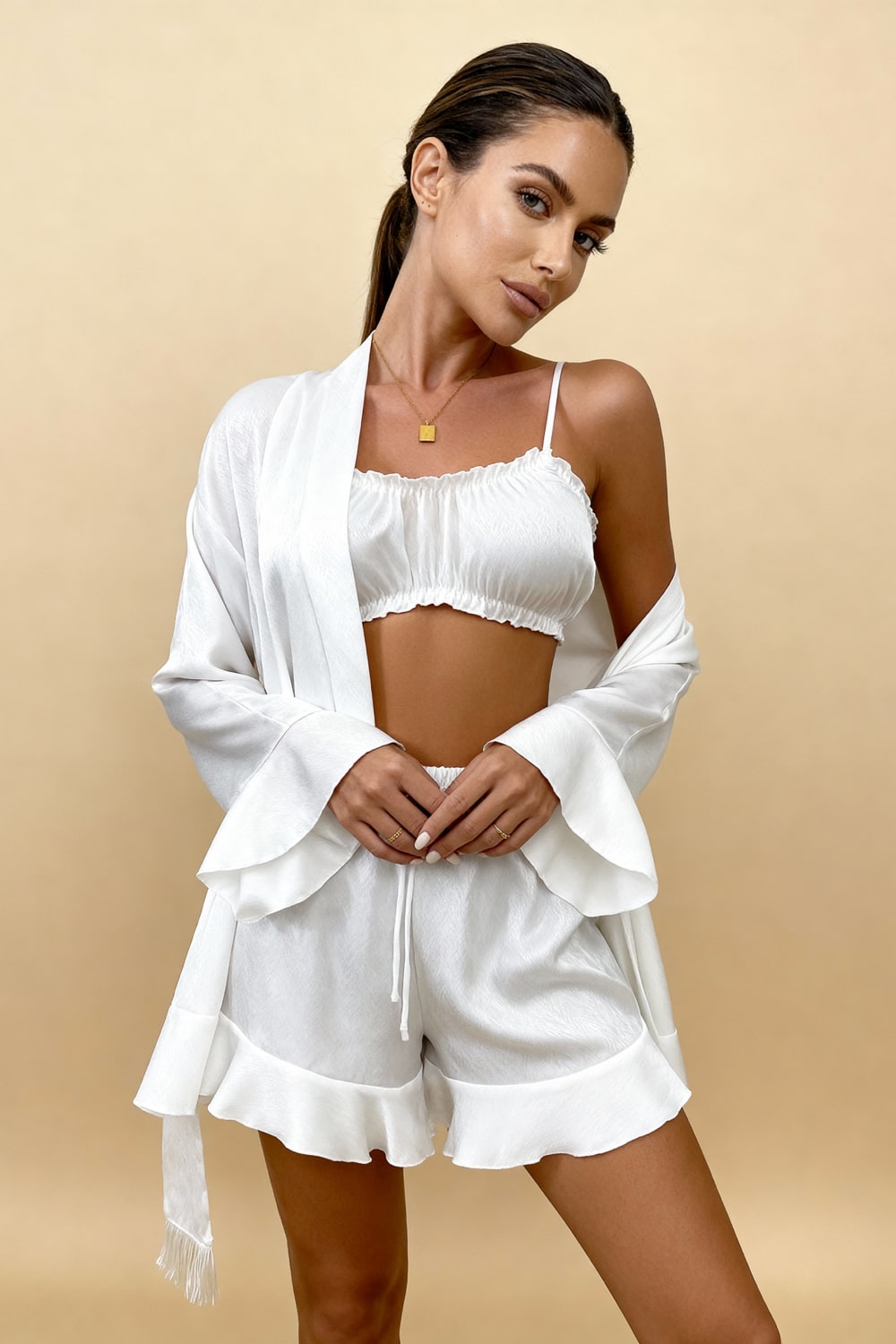 Angie 3-Piece Satin Pajama Set