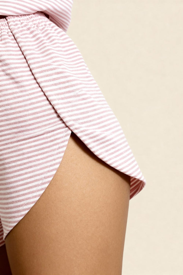 Carmen Crop Top &amp; Slit Shorts Set Pink
